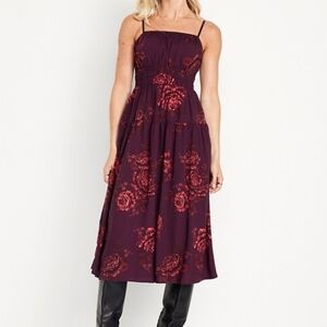 Midi Dress Waist Dedined Cami Shine Old Navy Sz Med